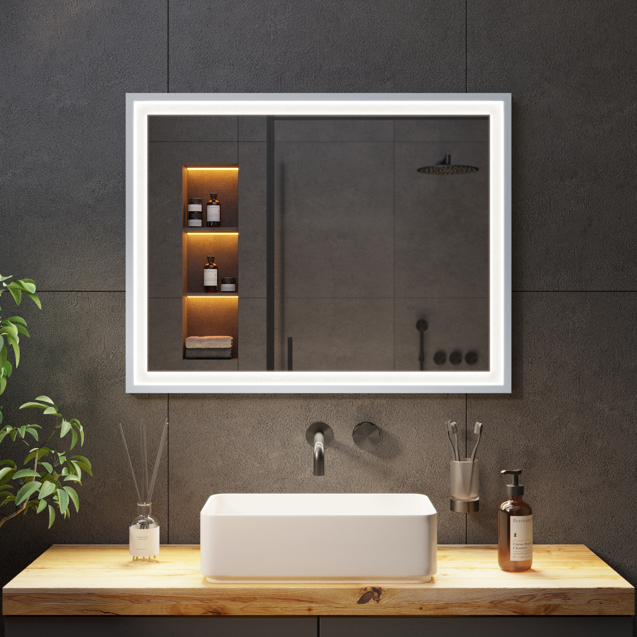 Зеркало с подсветкой в серебристой раме Silver Aluminium - фото 6