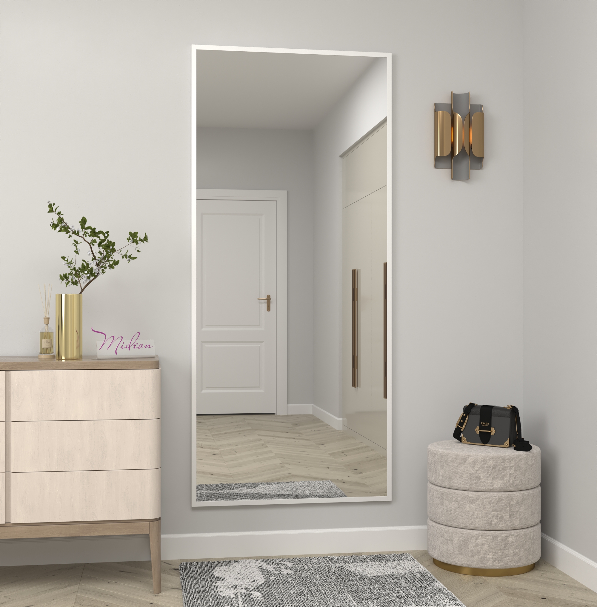 Зеркало в алюминиевой раме 05 Premium Белый Матовый - фото 2