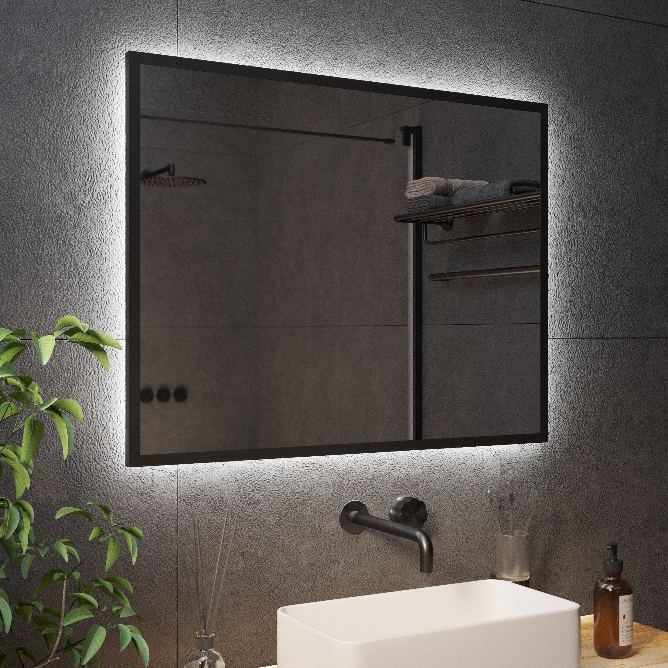 Зеркало с Ambilight подсветкой в чёрной раме Black Aluminium - фото 3