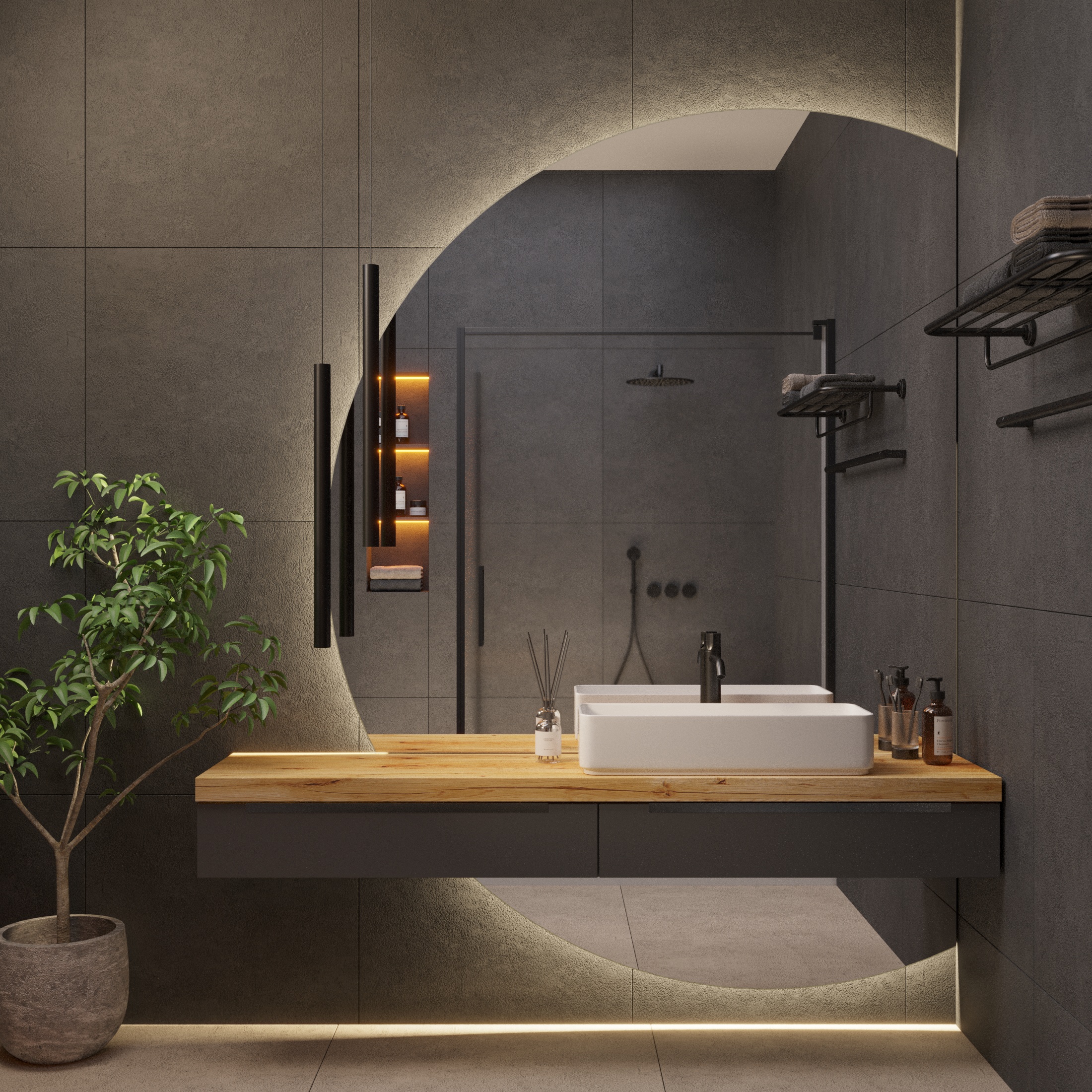 Круглое усеченное зеркало с подсветкой Ambilight 2 - фото 5