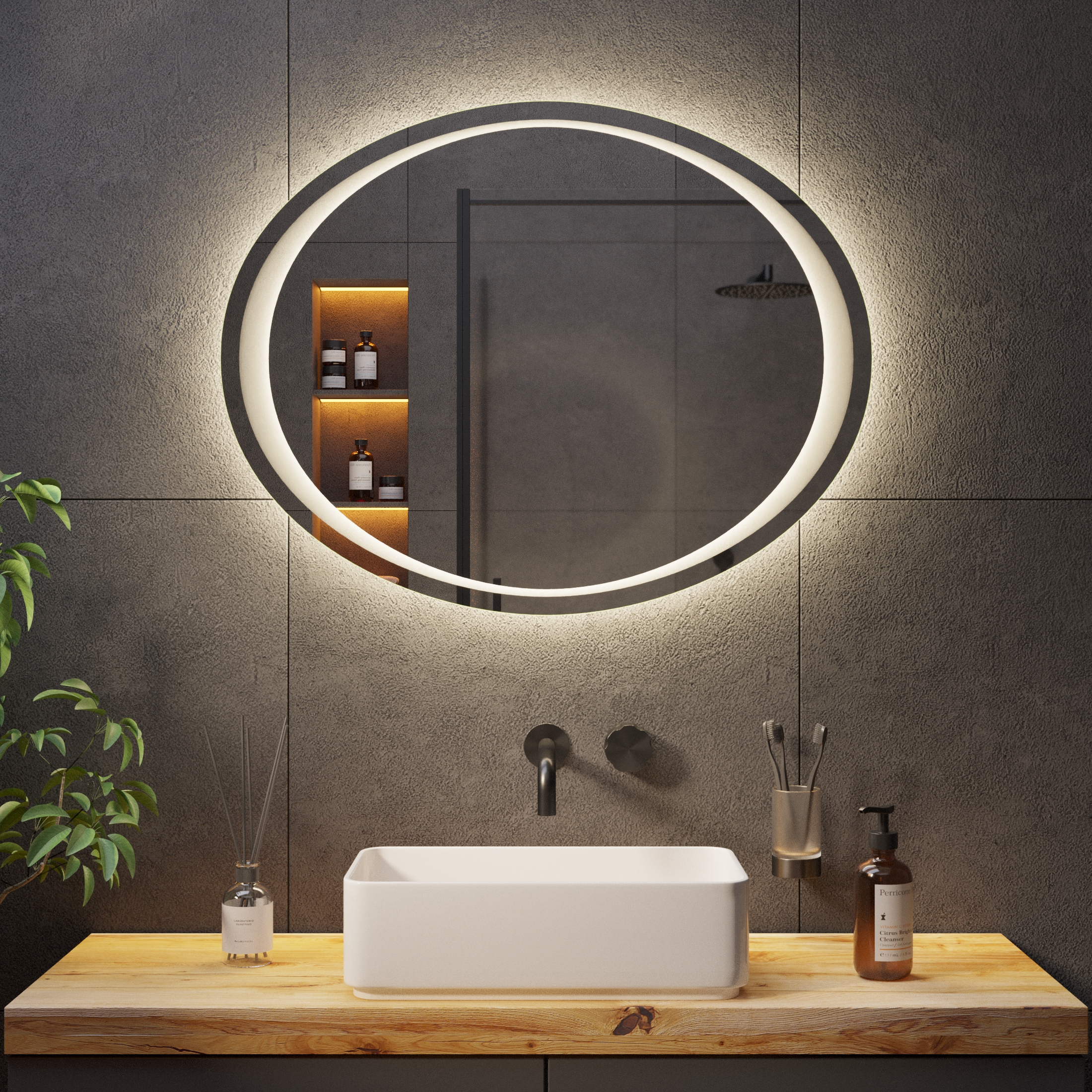 Овальное зеркало с подсветкой Oko - фото 5