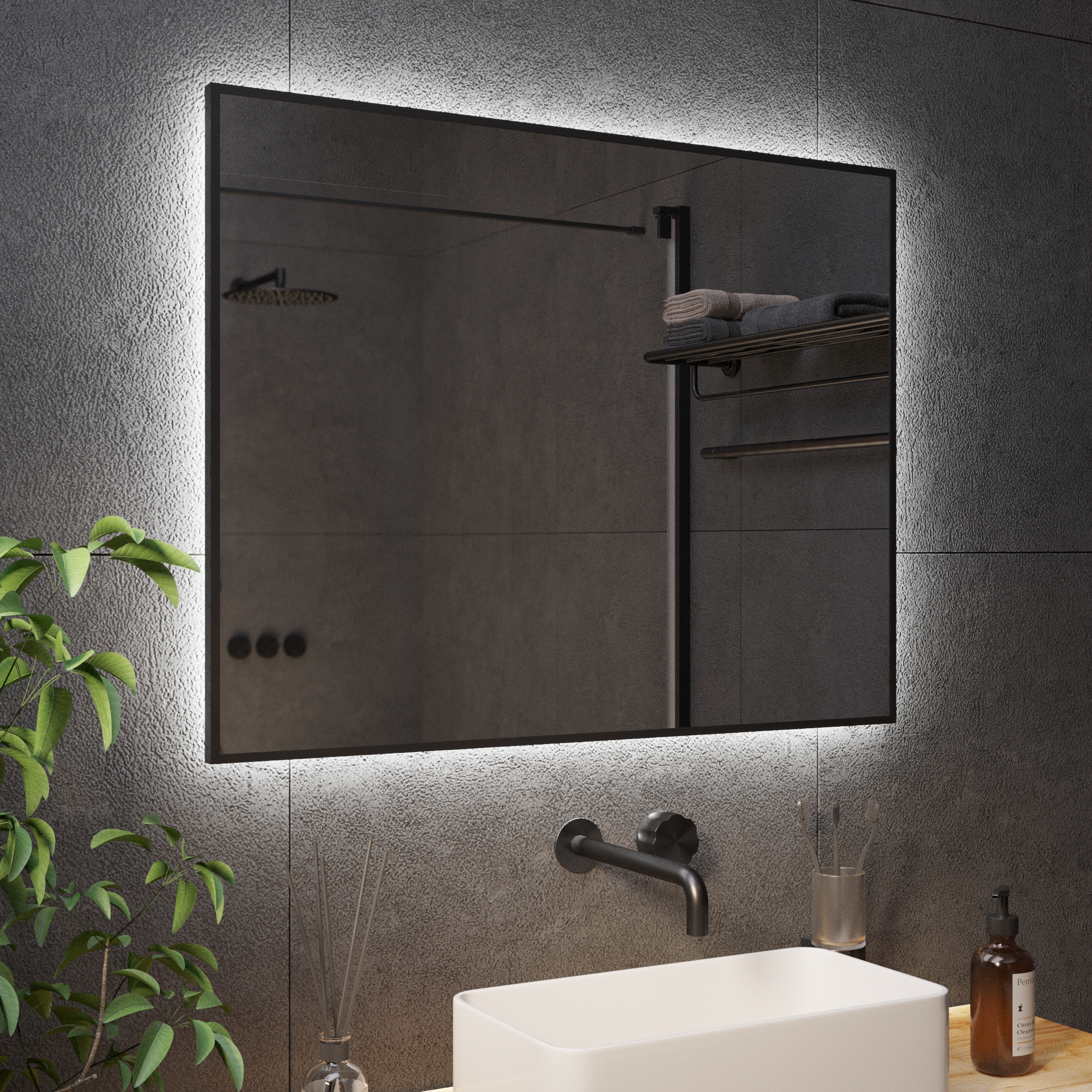 Зеркало с Ambilight подсветкой в чёрной раме 01 Black Aluminium - фото 3