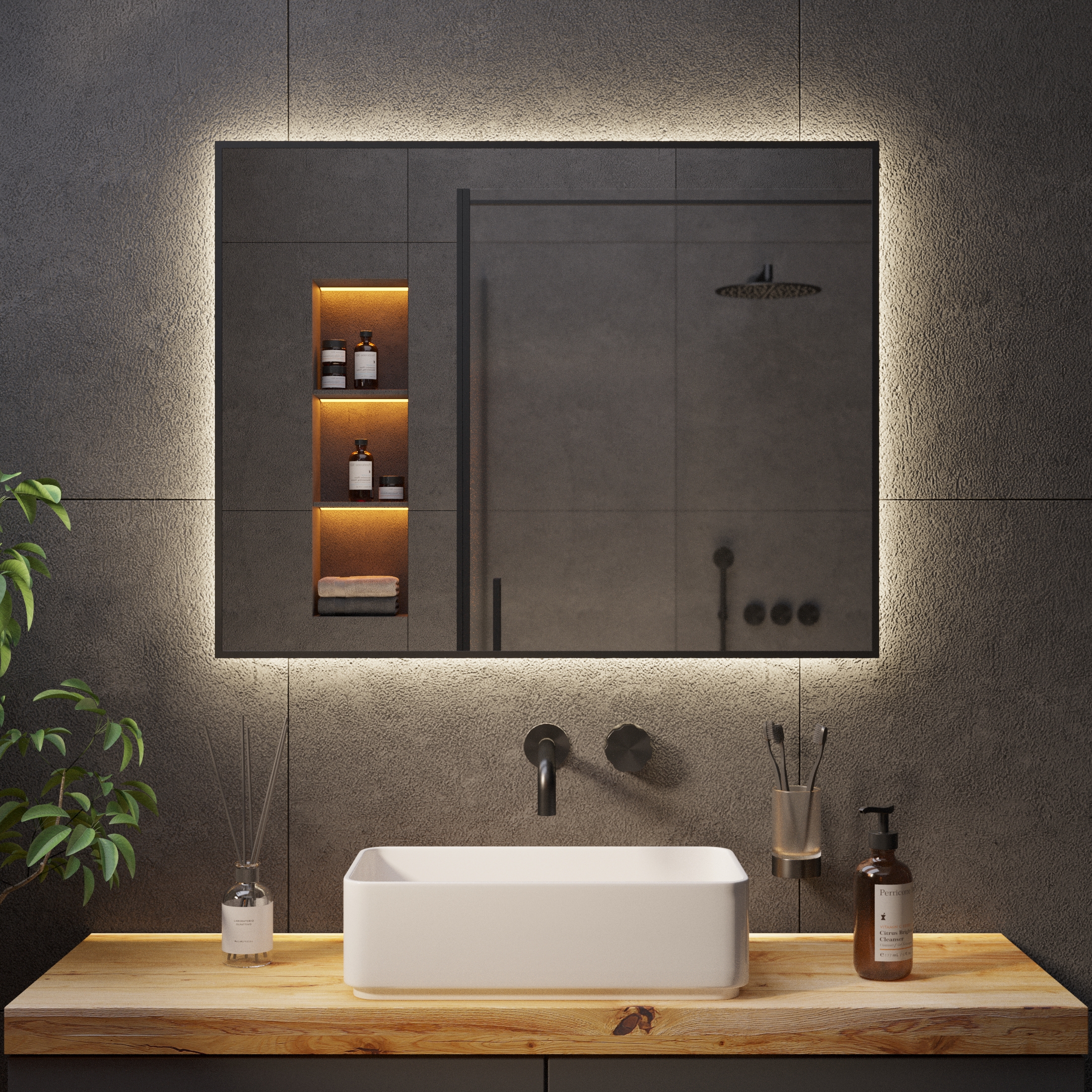 Зеркало с Ambilight подсветкой в чёрной раме 01 Black Aluminium - фото 6