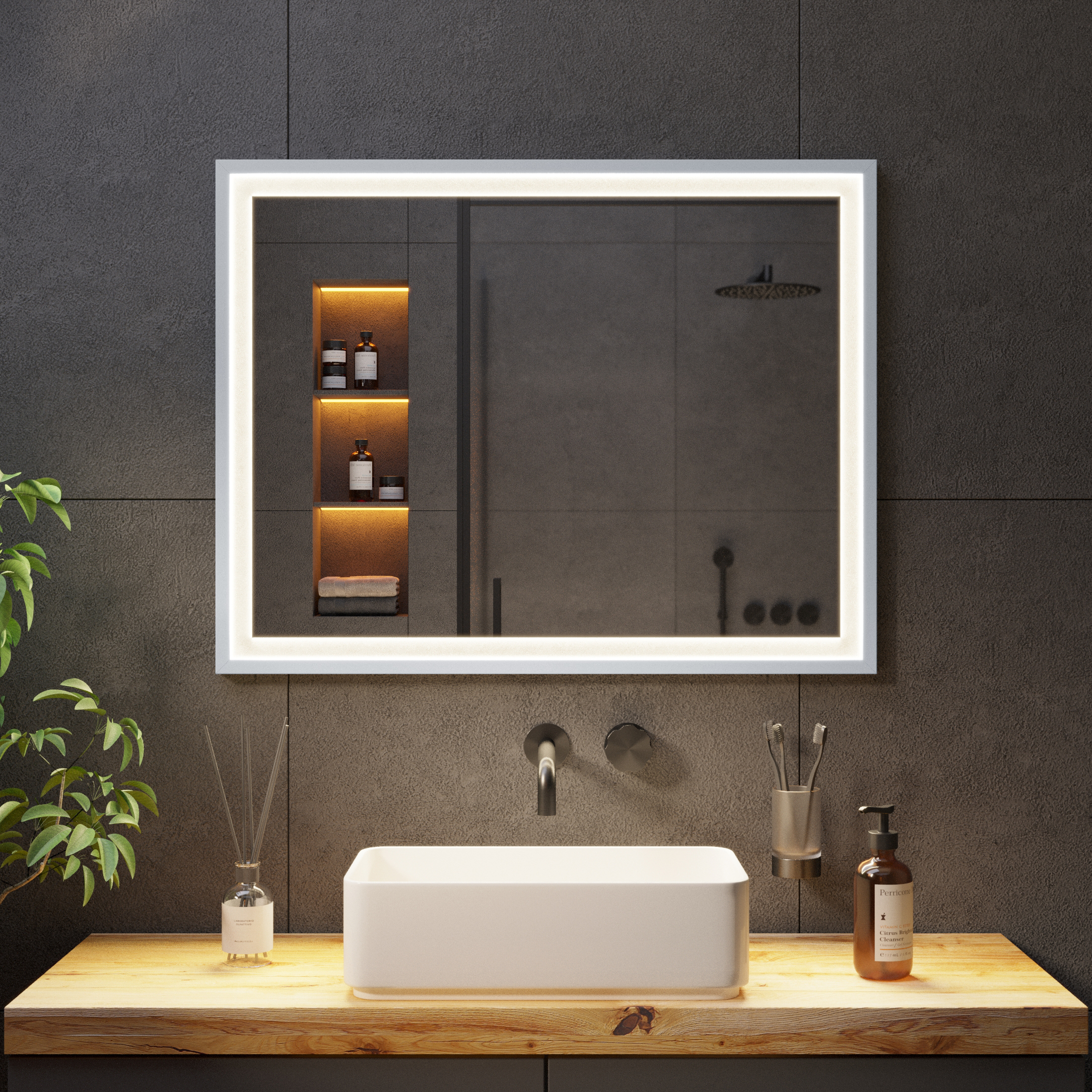 Зеркало с подсветкой в серебристой раме Silver Aluminium - фото 5