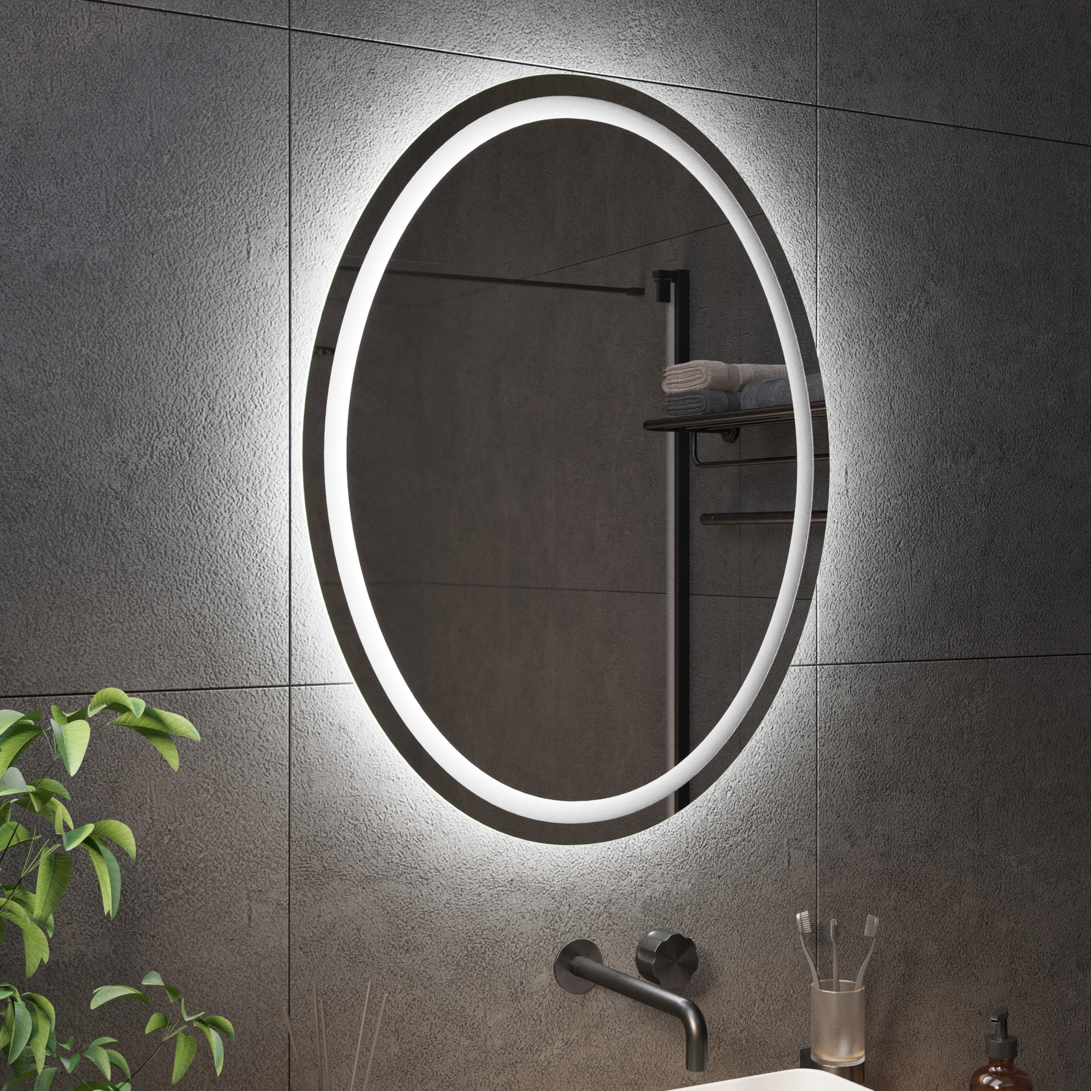 Овальное зеркало с подсветкой Mideon Ambilight - фото 3