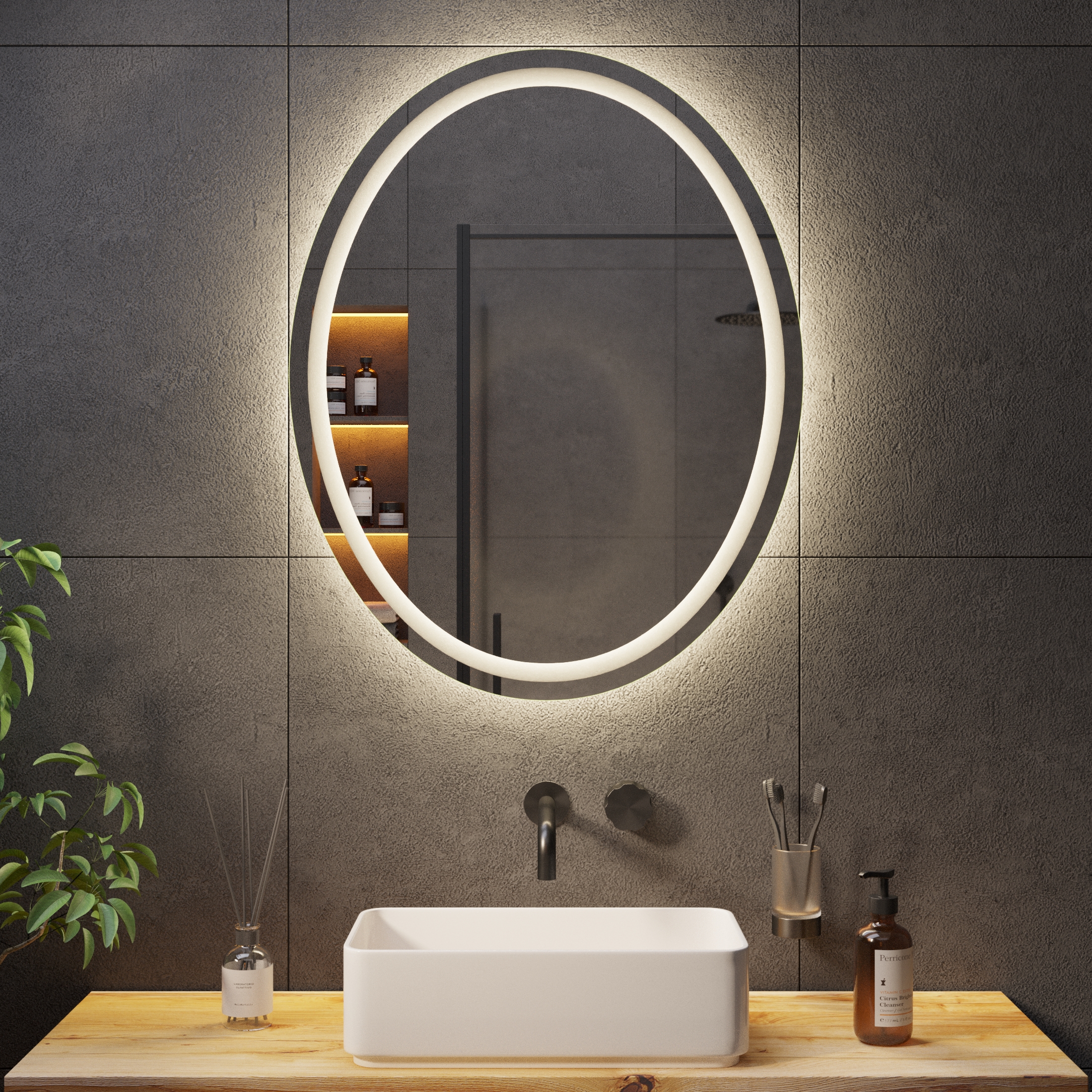 Овальное зеркало с подсветкой Mideon Ambilight - фото 6