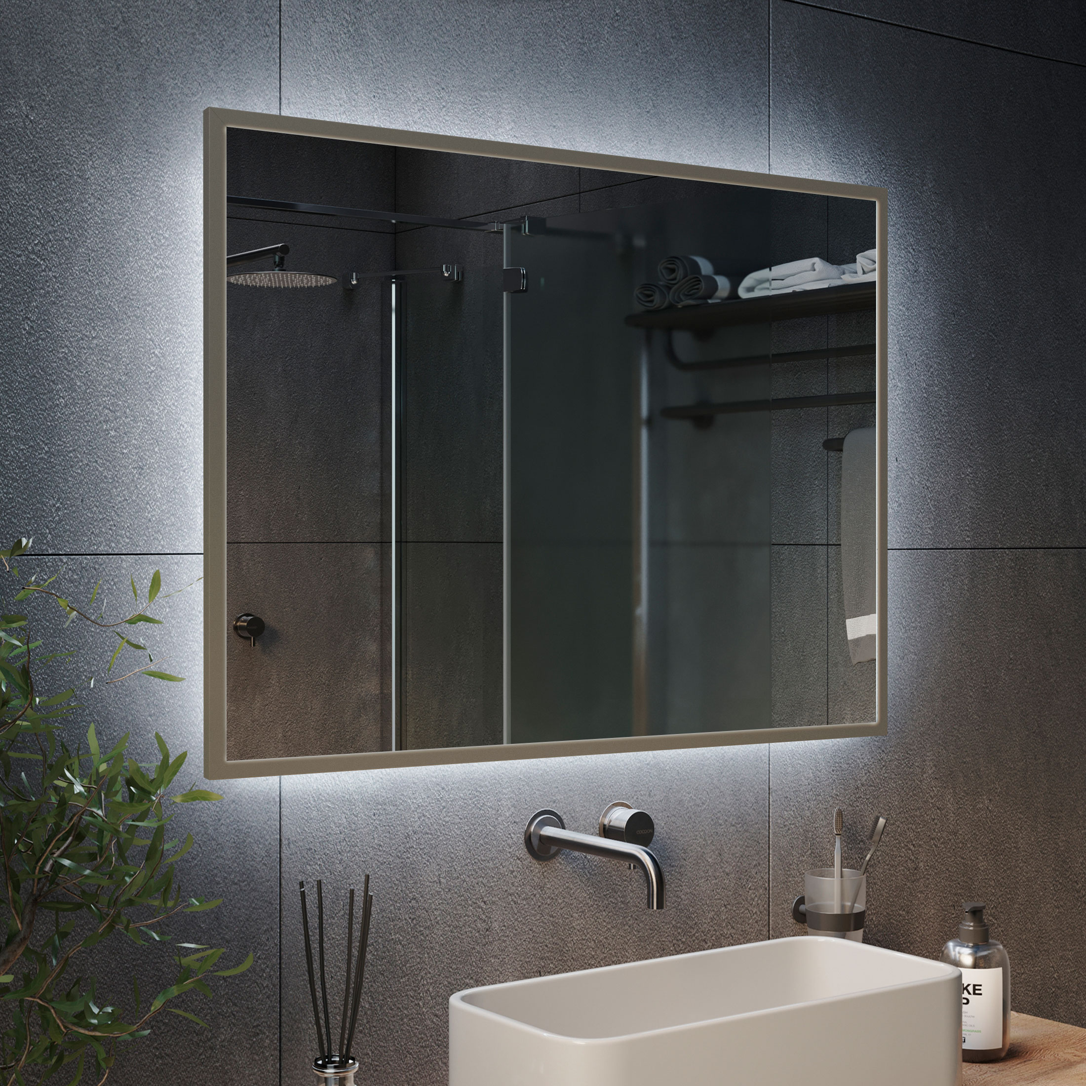 Зеркало с Ambilight подсветкой в латунной раме Латунь Aluminium - фото 3