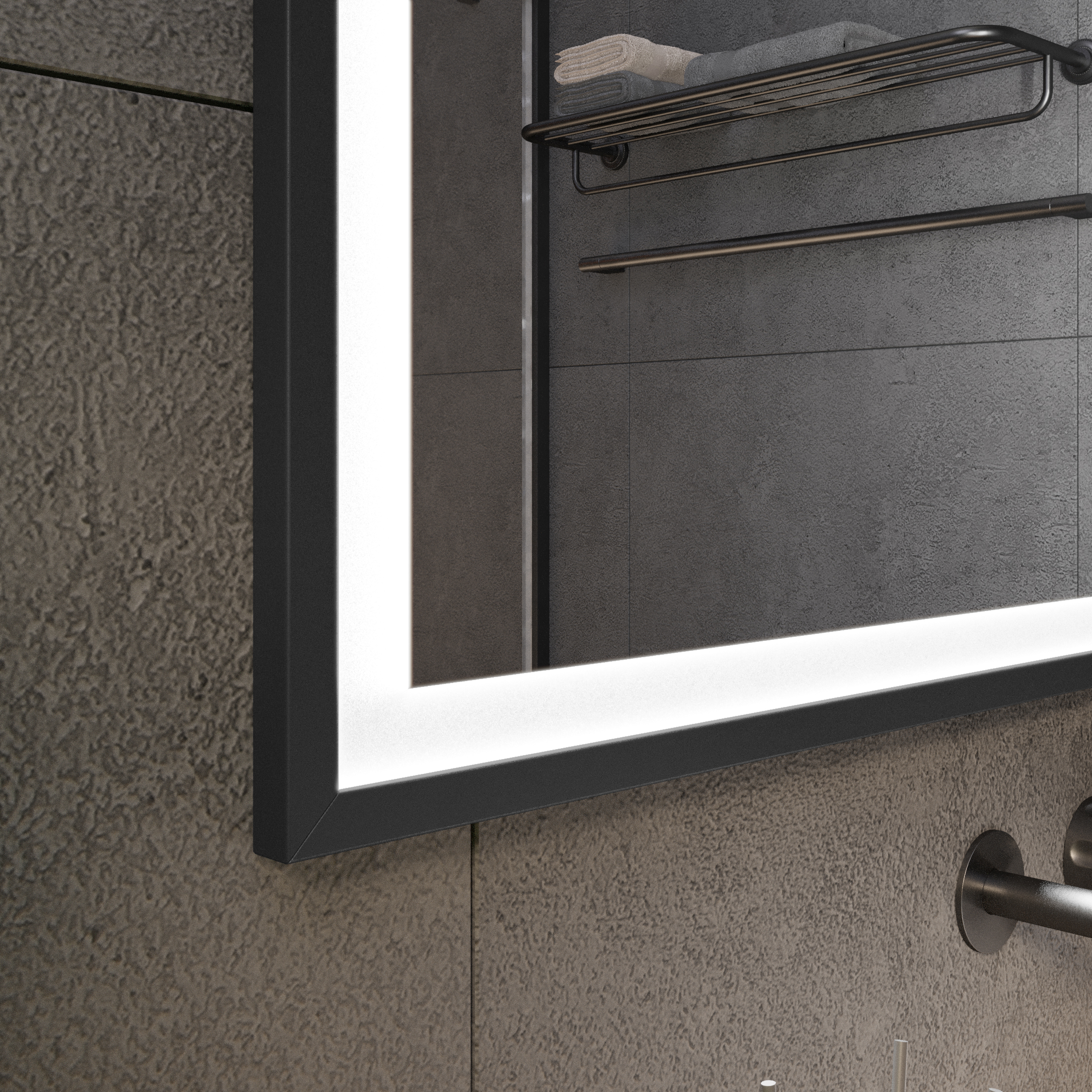 Зеркало с подсветкой в чёрной раме Black Aluminium - фото 2