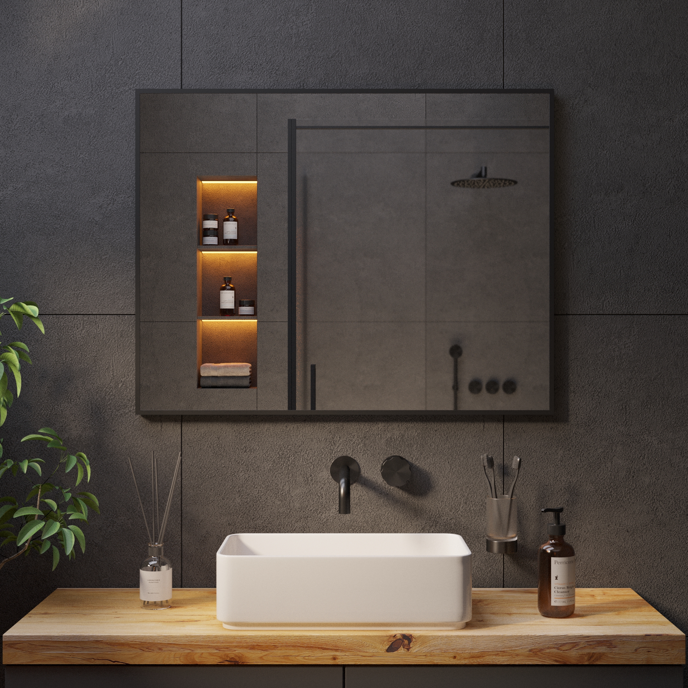 Зеркало с Ambilight подсветкой в чёрной раме 01 Black Aluminium - фото 4