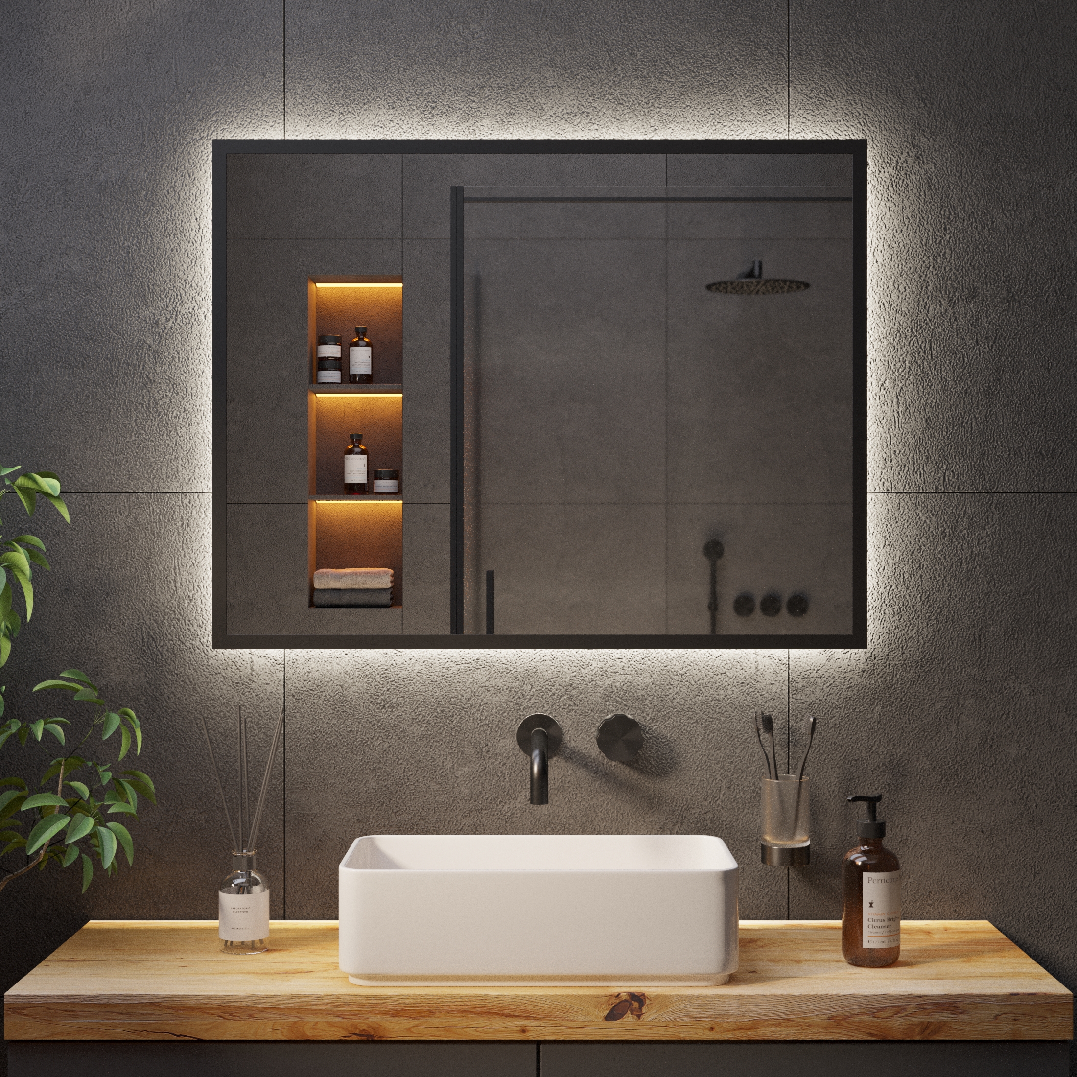 Зеркало с Ambilight подсветкой в чёрной раме Black Aluminium - фото 5