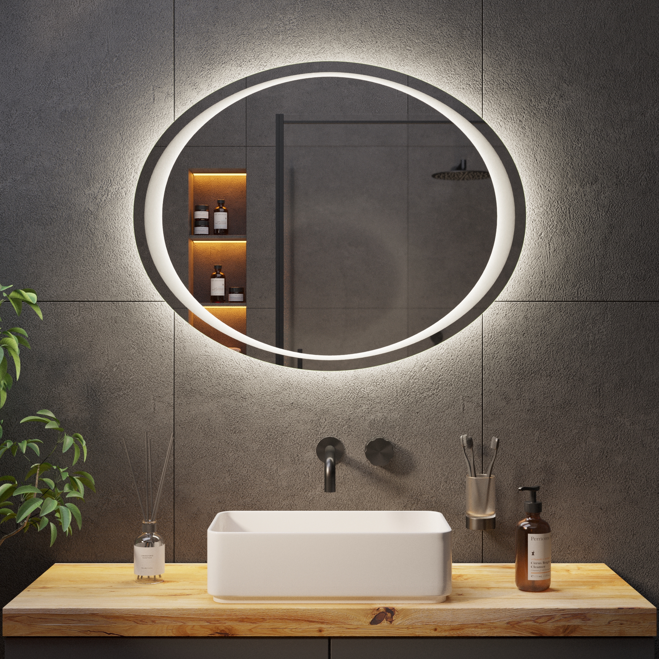 Овальное зеркало с подсветкой Oko - фото 4