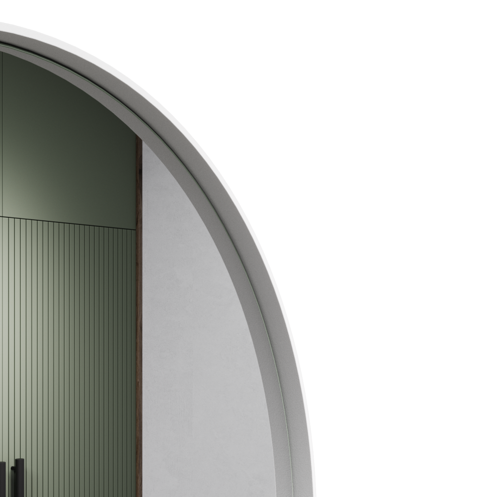 Арочное зеркало в белой металлической раме GLINT 180 см
