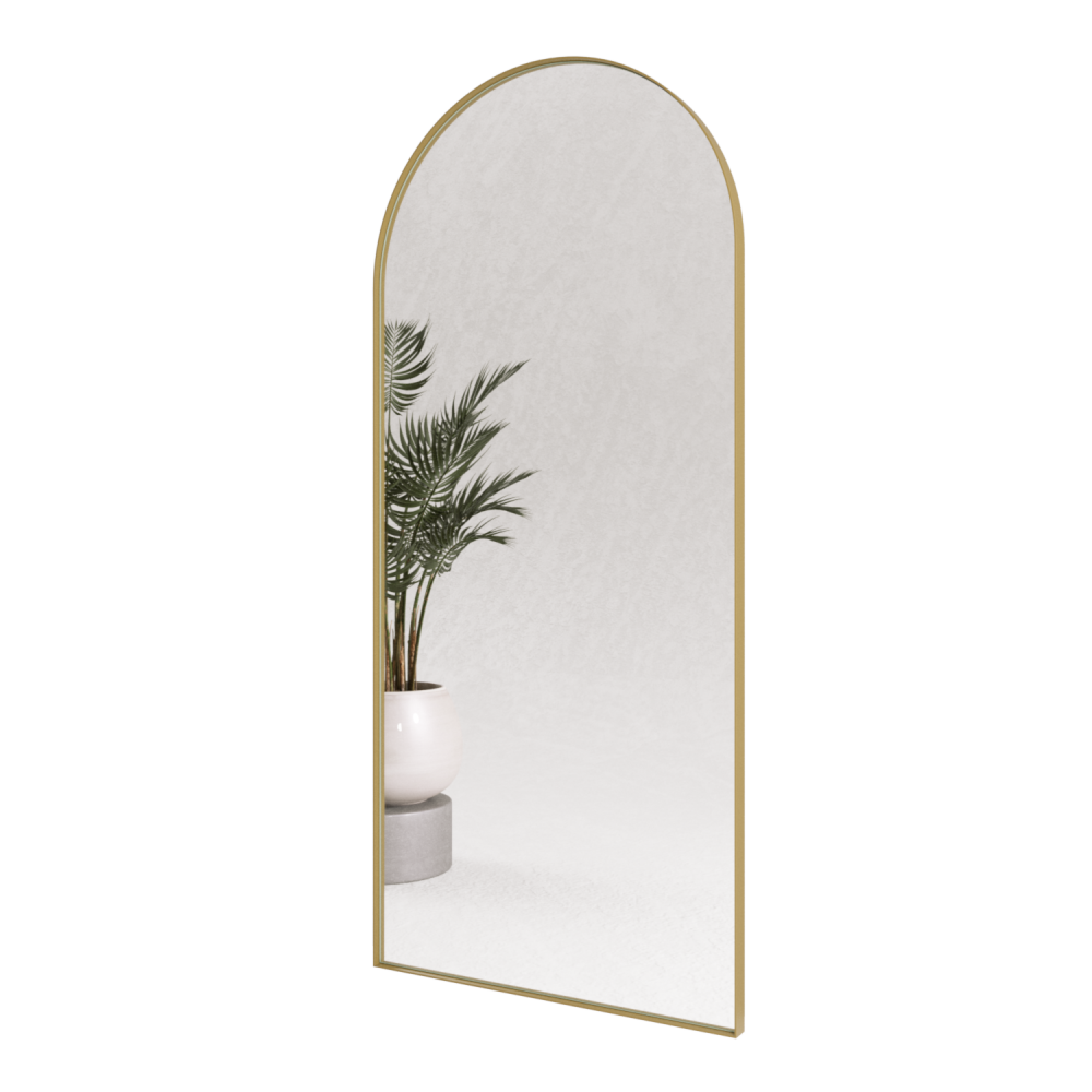 Арочное зеркало в золотой металлической раме GLINT 180 см