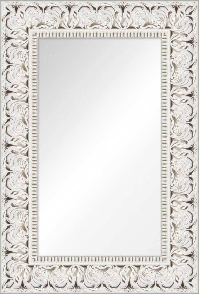 Зеркало в раме "Астус"  Белая с Серебром - 75 х 115 см.