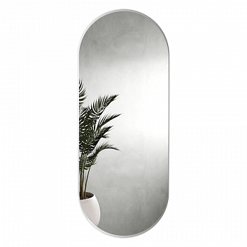 Овальное осветлённое зеркало в белой металлической раме NOLVIS M -  136 х 60 см.