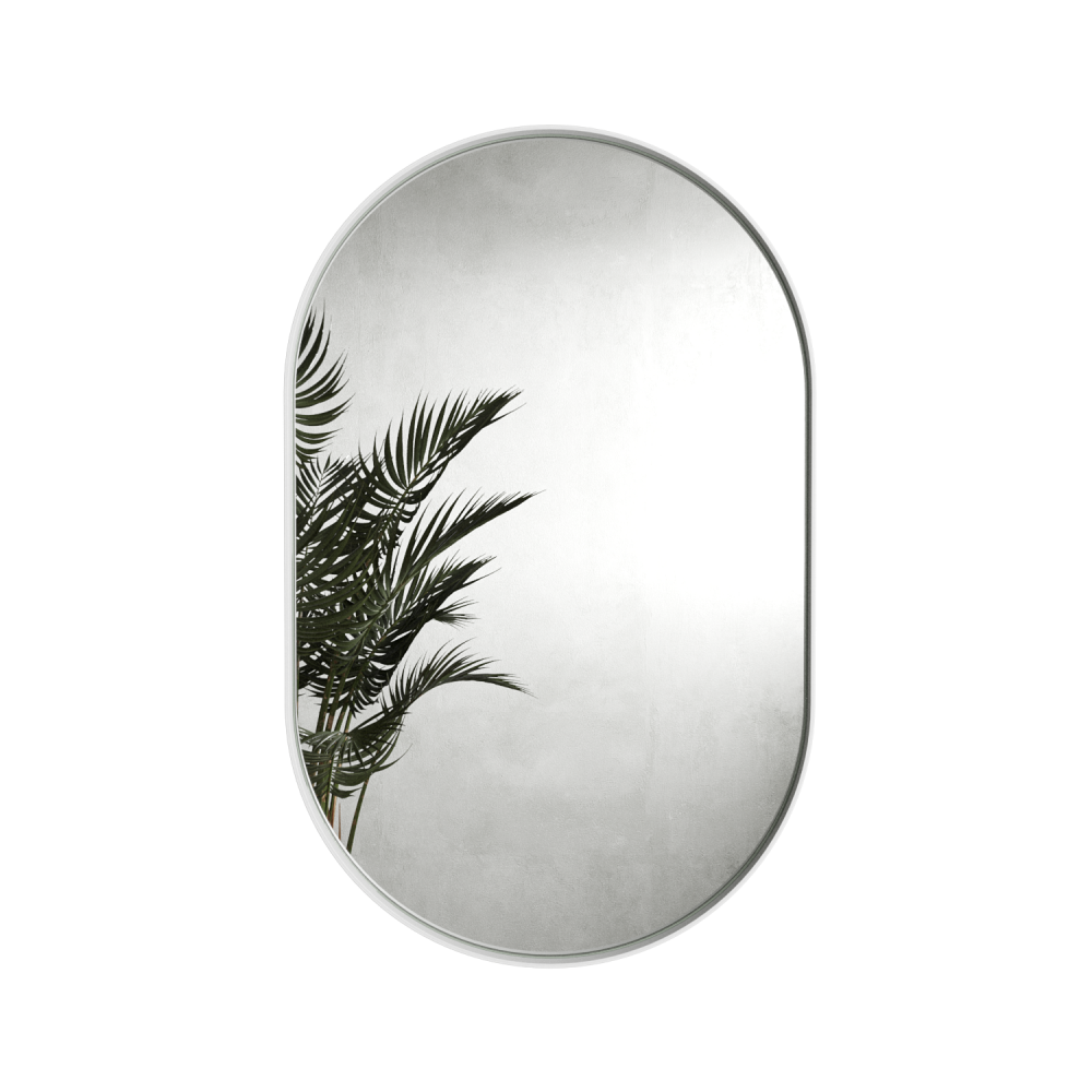 Овальное зеркало в белой металлической раме GLEAM S 81 см