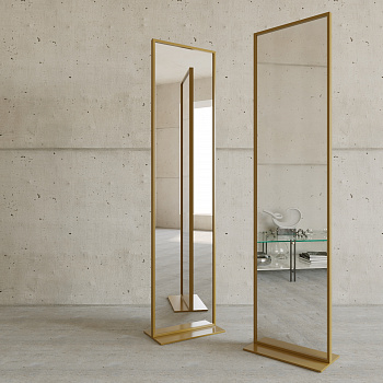 Двустороннее напольное зеркало в золотой металлической раме ZELISO-2 185 см