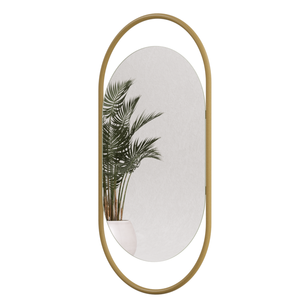 Овальное зеркало в золотой металлической раме HARMONY S 104 см