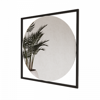 Круглое зеркало в чёрной металлической раме KVADRUM L 104 см