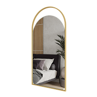 Арочное зеркало в золотой металлической раме URSA 102 см
