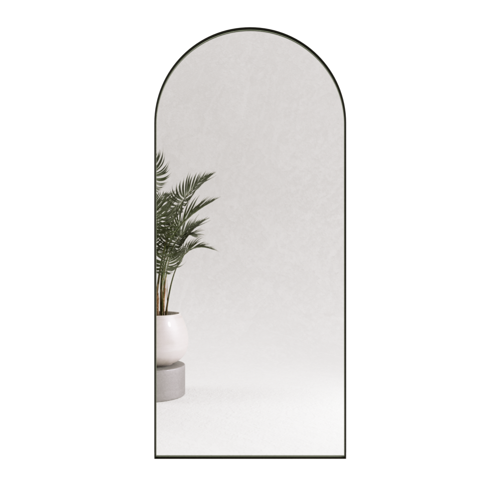 Арочное зеркало в чёрной металлической раме GLINT 180 см